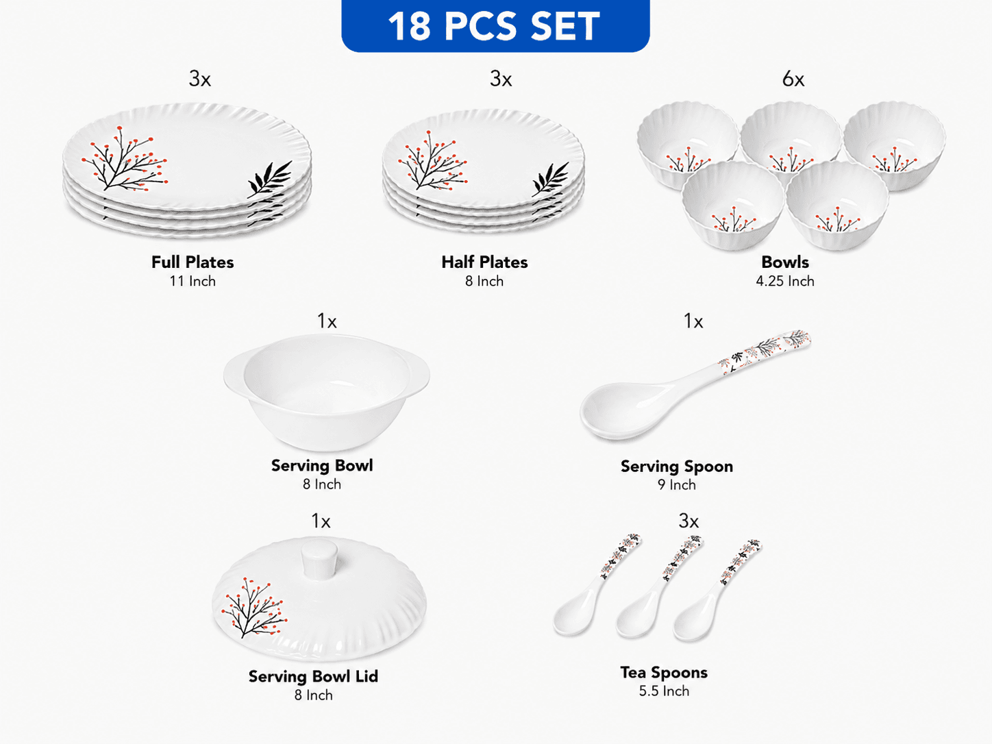 Melvio Autumn Bloom 18-piece melamine couple set – premium Diwali wedding gift India ₹1,699