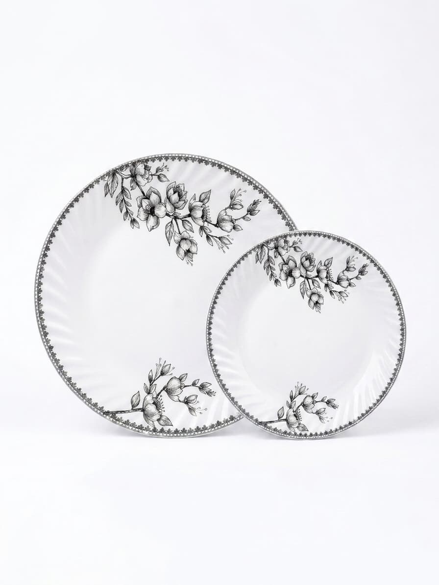 Melvio Blossom Grace melamine dinner plate and side plate – premium floral dinnerware India