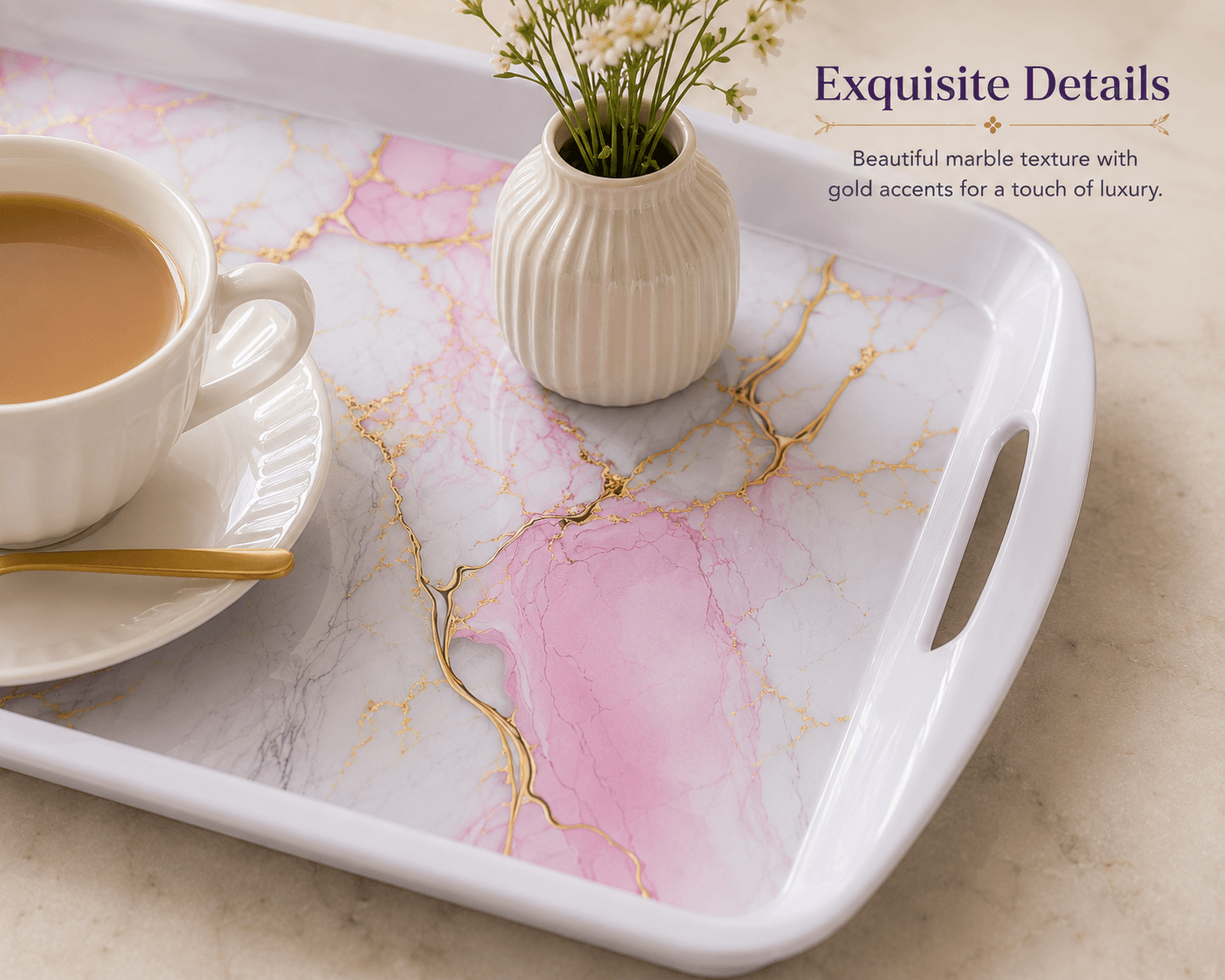 Melvio Blue Garden tray set for fruits and desserts – premium melamine serving tray India