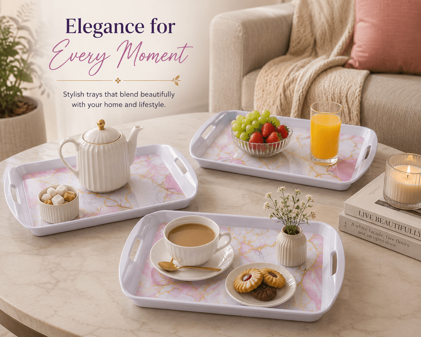 Melvio blue melamine tray features – break resistant dishwasher safe BPA free food grade India