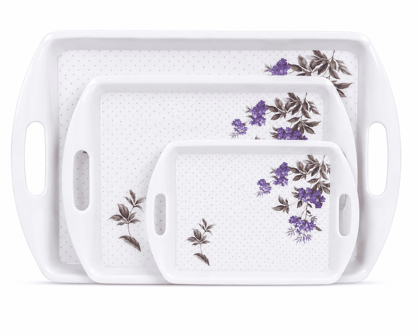 Melvio Lavender Grace melamine serving tray set of 3 – lavender floral design buy online India