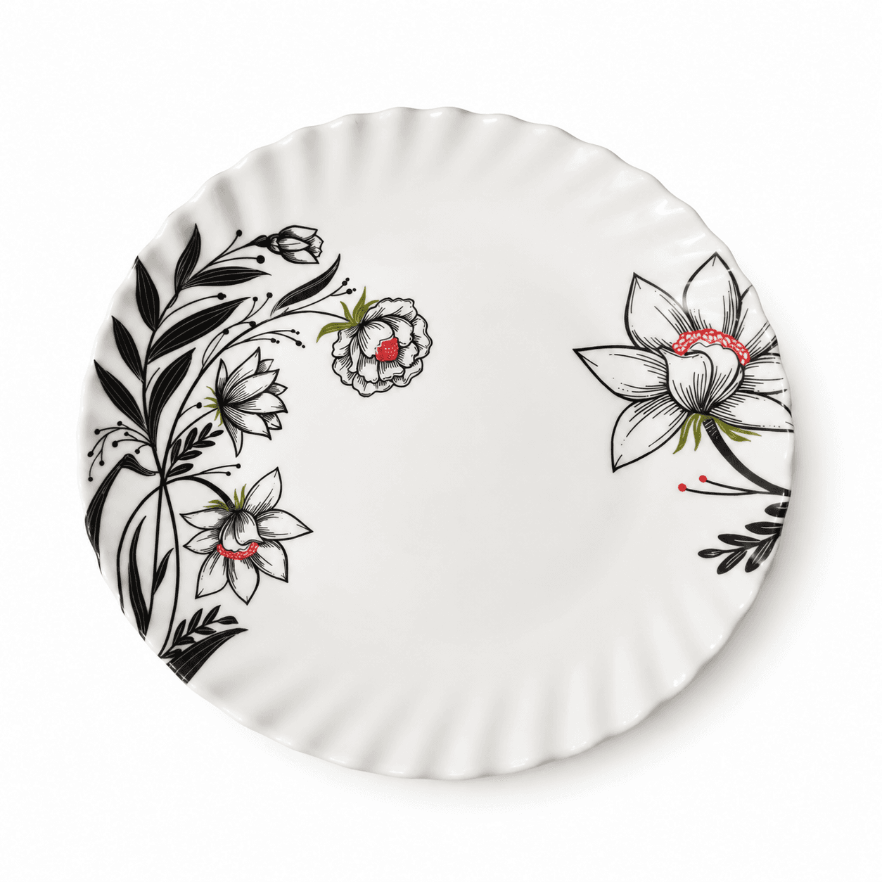 Melvio Midnight Bloom dark botanical melamine side plate – luxury dinnerware set India